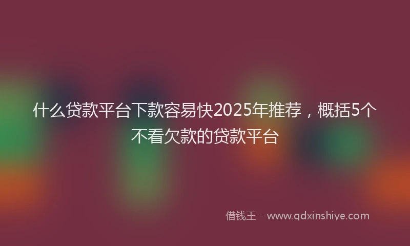 什么贷款平台下款容易快2025年推荐，概括5个不看欠款的贷款平台