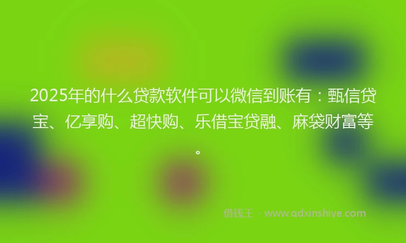 2025年的什么贷款软件可以微信到账有：甄信贷宝、亿享购、超快购、乐借宝贷融、麻袋财富等。