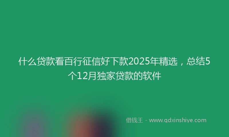 什么贷款看百行征信好下款2025年精选，总结5个12月独家贷款的软件