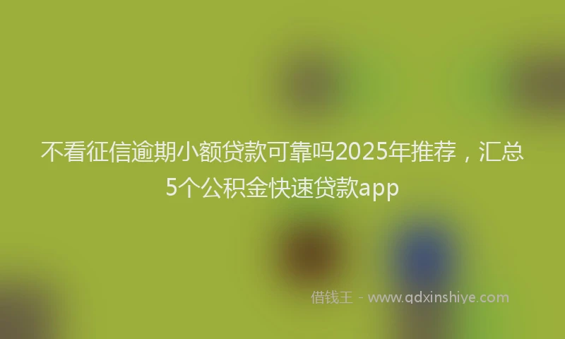 不看征信逾期小额贷款可靠吗2025年推荐，汇总5个公积金快速贷款app