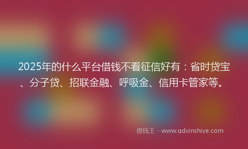 2025年的什么平台借钱不看征信好有：省时贷宝、分子贷、招联金融、呼吸金、信用卡管家等。