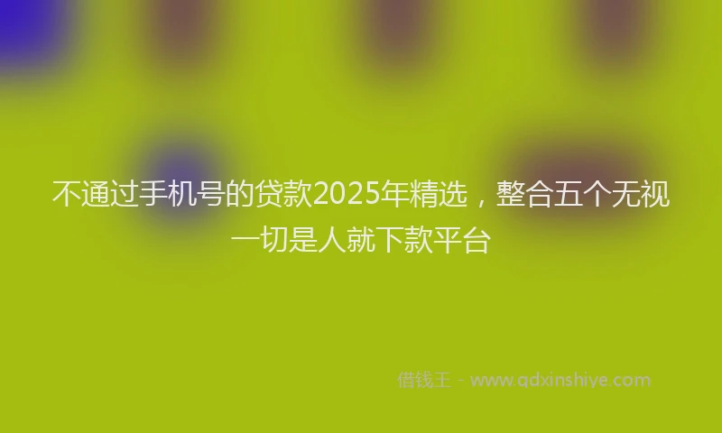 不通过手机号的贷款2025年精选，整合五个无视一切是人就下款平台