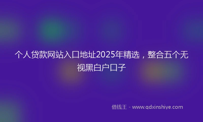 个人贷款网站入口地址2025年精选，整合五个无视黑白户口子
