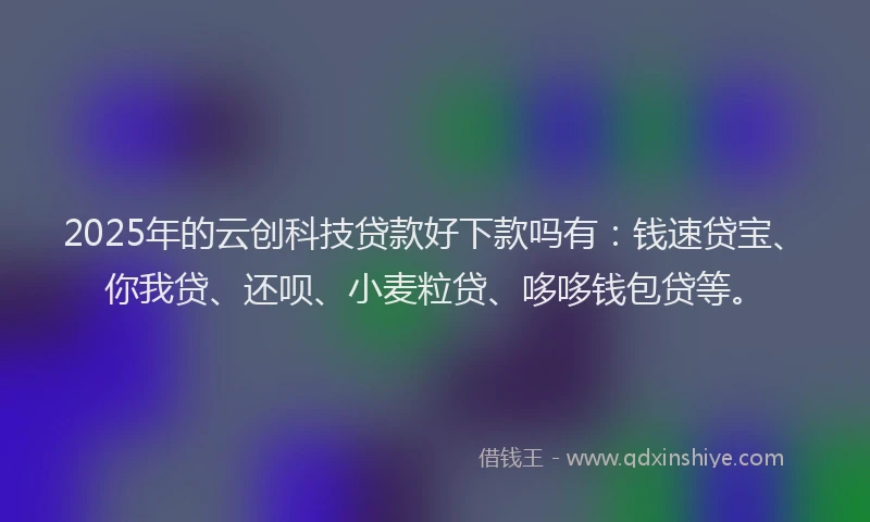 2025年的云创科技贷款好下款吗有：钱速贷宝、你我贷、还呗、小麦粒贷、哆哆钱包贷等。