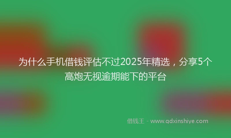 为什么手机借钱评估不过2025年精选，分享5个高炮无视逾期能下的平台