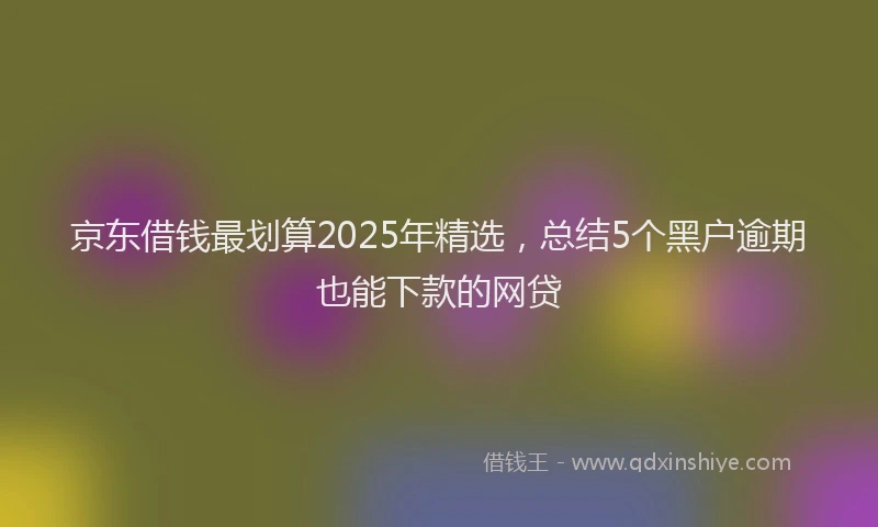 京东借钱最划算2025年精选，总结5个黑户逾期也能下款的网贷