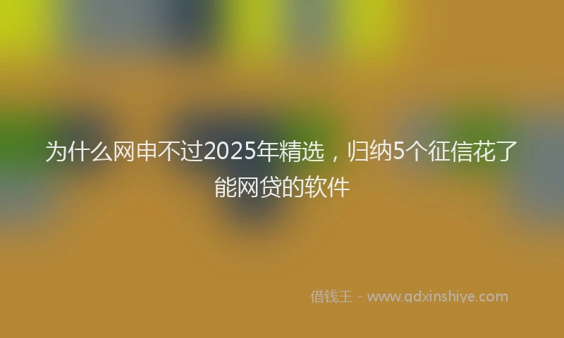为什么网申不过2025年精选，归纳5个征信花了能网贷的软件