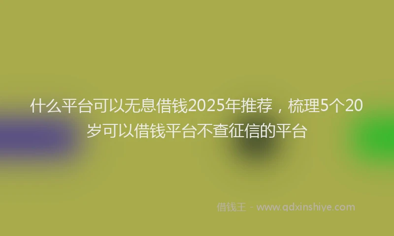 什么平台可以无息借钱2025年推荐，梳理5个20岁可以借钱平台不查征信的平台