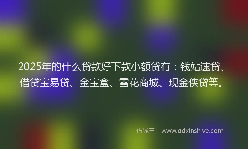 2025年的什么贷款好下款小额贷有：钱站速贷、借贷宝易贷、金宝盒、雪花商城、现金侠贷等。