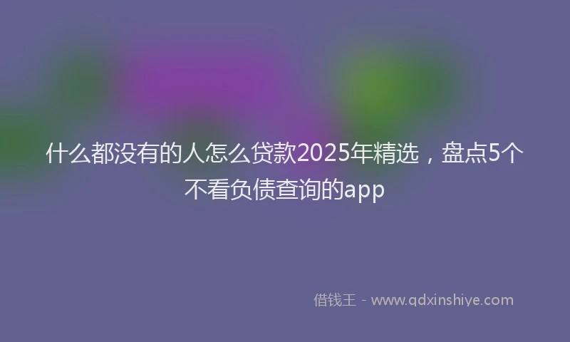 什么都没有的人怎么贷款2025年精选，盘点5个不看负债查询的app