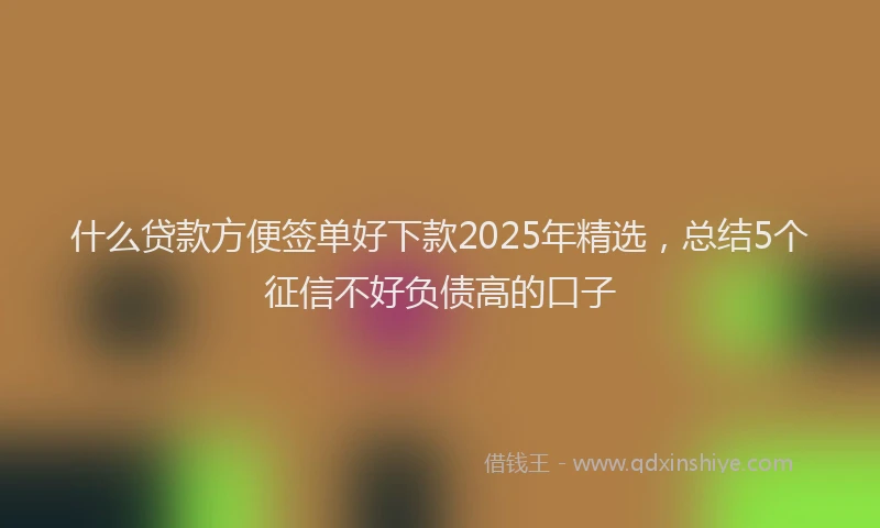 什么贷款方便签单好下款2025年精选，总结5个征信不好负债高的口子