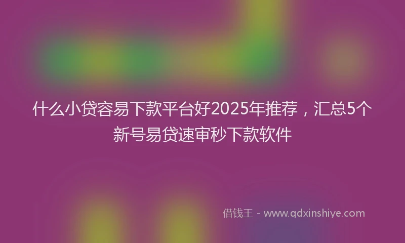 什么小贷容易下款平台好2025年推荐，汇总5个新号易贷速审秒下款软件