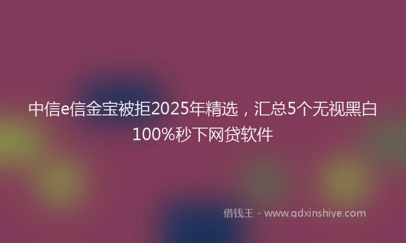 中信e信金宝被拒2025年精选，汇总5个无视黑白100%秒下网贷软件