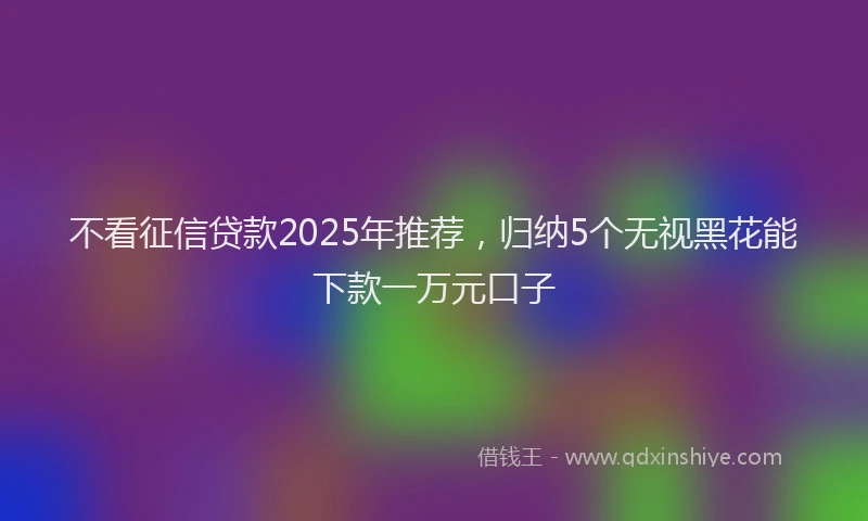 不看征信贷款2025年推荐，归纳5个无视黑花能下款一万元口子