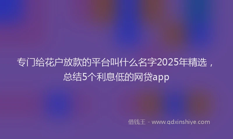 专门给花户放款的平台叫什么名字2025年精选，总结5个利息低的网贷app