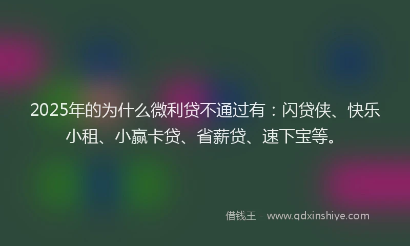 2025年的为什么微利贷不通过有：闪贷侠、快乐小租、小赢卡贷、省薪贷、速下宝等。