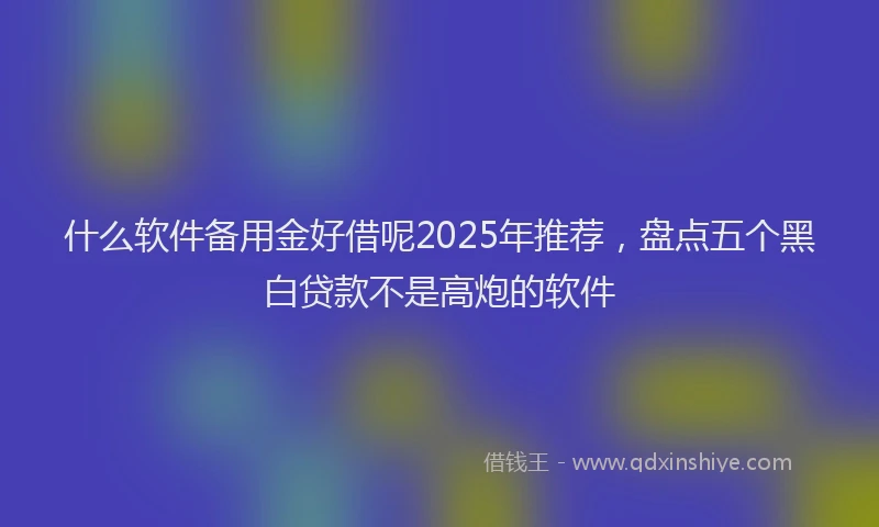 什么软件备用金好借呢2025年推荐，盘点五个黑白贷款不是高炮的软件