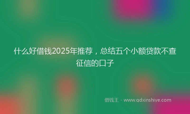什么好借钱2025年推荐，总结五个小额贷款不查征信的口子
