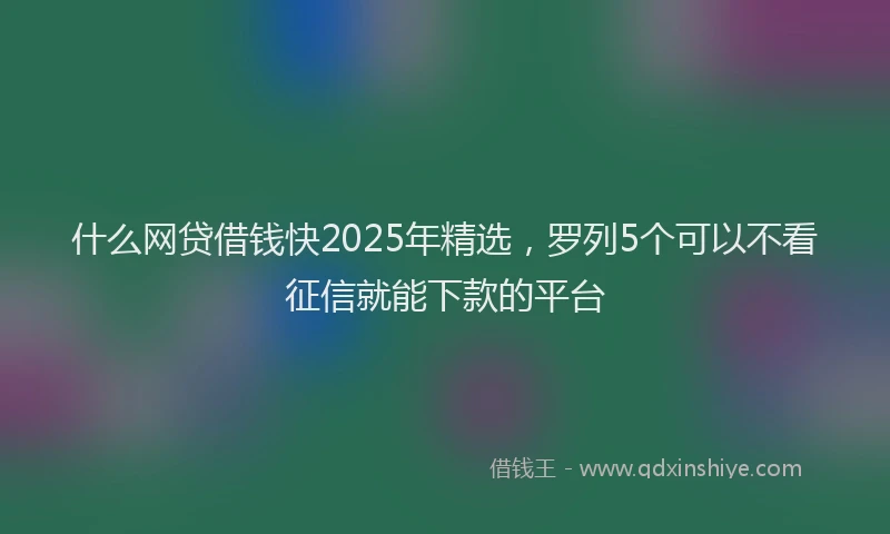 什么网贷借钱快2025年精选，罗列5个可以不看征信就能下款的平台
