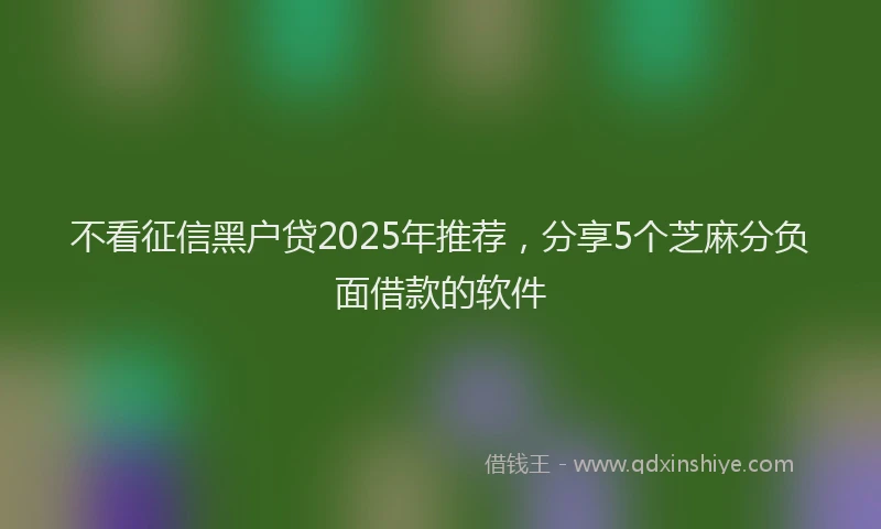 不看征信黑户贷2025年推荐，分享5个芝麻分负面借款的软件