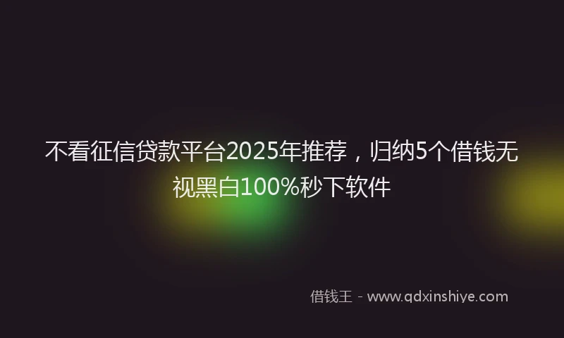 不看征信贷款平台2025年推荐，归纳5个借钱无视黑白100%秒下软件