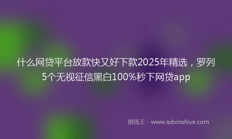 什么网贷平台放款快又好下款2025年精选，罗列5个无视征信黑白100%秒下网贷app