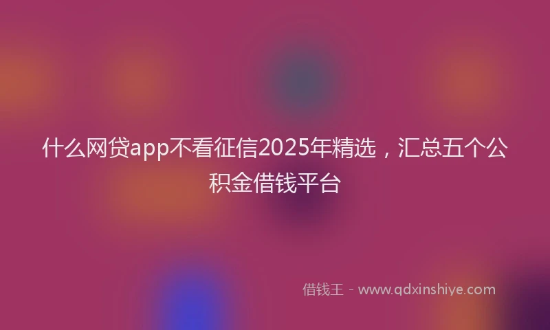 什么网贷app不看征信2025年精选，汇总五个公积金借钱平台