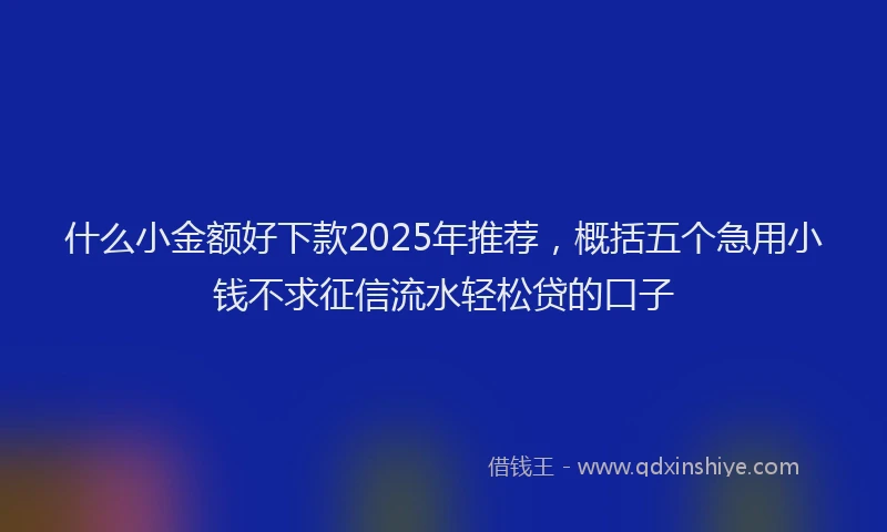 什么小金额好下款2025年推荐，概括五个急用小钱不求征信流水轻松贷的口子