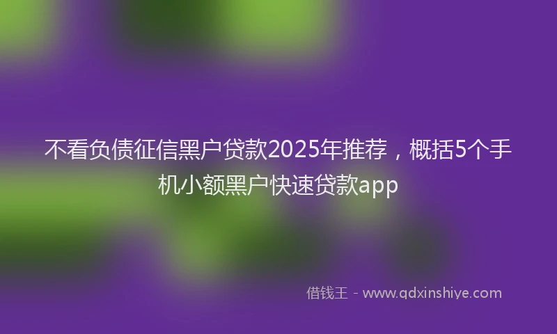 不看负债征信黑户贷款2025年推荐，概括5个手机小额黑户快速贷款app
