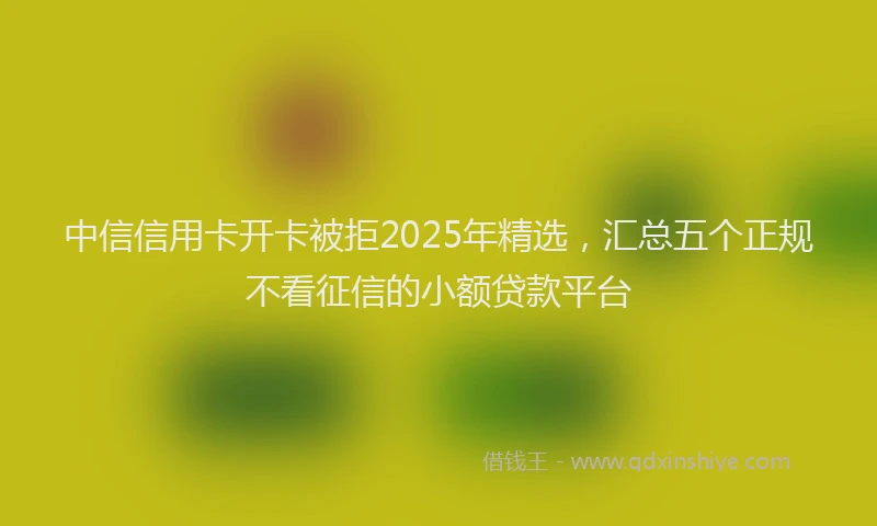 中信信用卡开卡被拒2025年精选，汇总五个正规不看征信的小额贷款平台