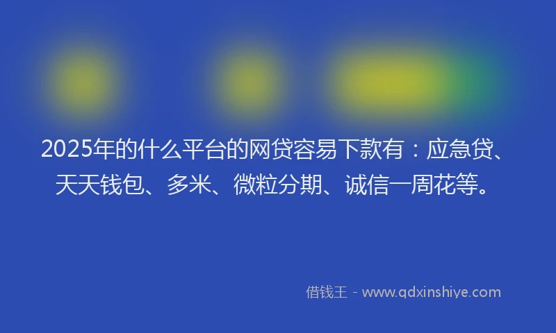 2025年的什么平台的网贷容易下款有：应急贷、天天钱包、多米、微粒分期、诚信一周花等。