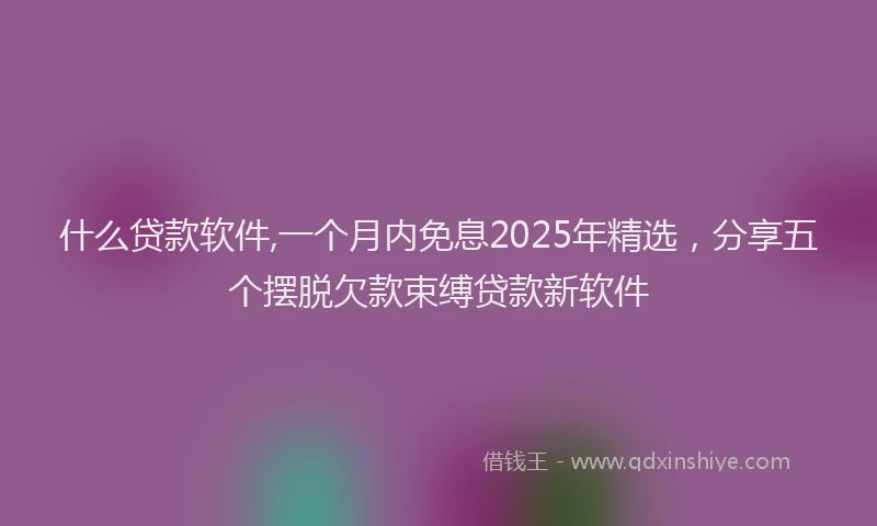 什么贷款软件,一个月内免息2025年精选，分享五个摆脱欠款束缚贷款新软件