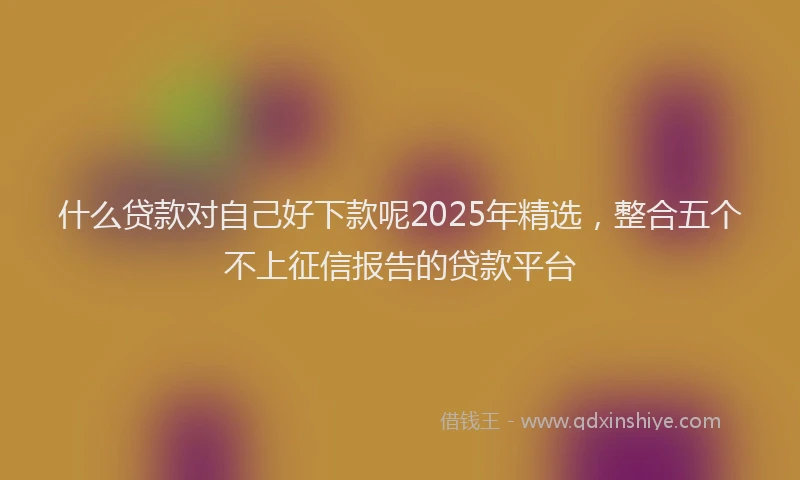 什么贷款对自己好下款呢2025年精选，整合五个不上征信报告的贷款平台