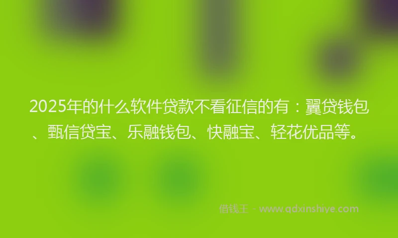 2025年的什么软件贷款不看征信的有：翼贷钱包、甄信贷宝、乐融钱包、快融宝、轻花优品等。