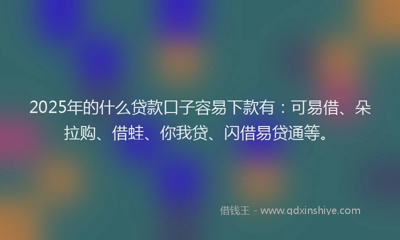 2025年的什么贷款口子容易下款有：可易借、朵拉购、借蛙、你我贷、闪借易贷通等。