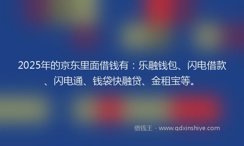 2025年的京东里面借钱有：乐融钱包、闪电借款、闪电通、钱袋快融贷、金租宝等。