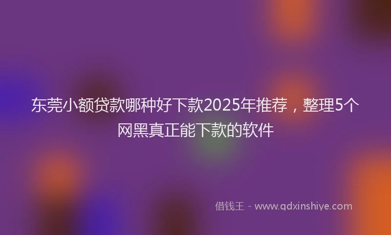 东莞小额贷款哪种好下款2025年推荐，整理5个网黑真正能下款的软件