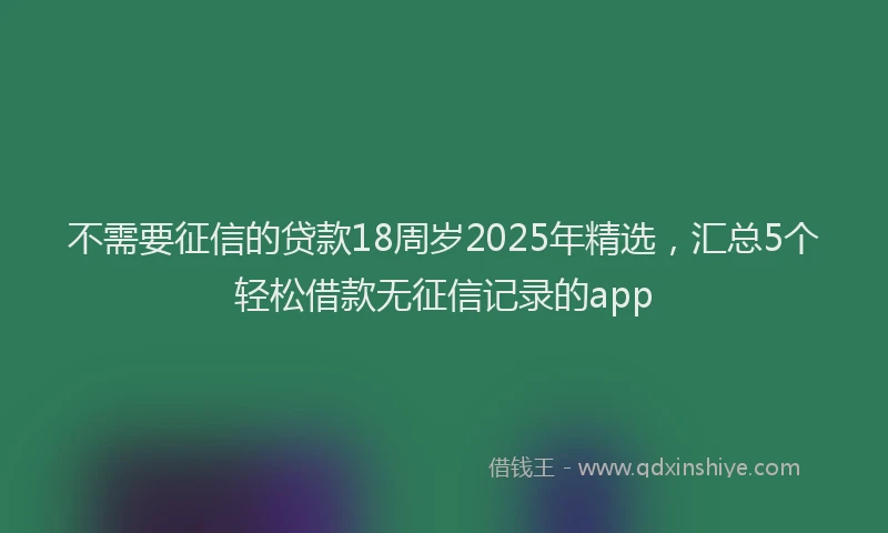 不需要征信的贷款18周岁2025年精选，汇总5个轻松借款无征信记录的app