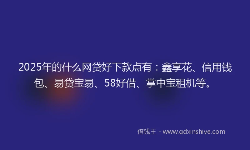 2025年的什么网贷好下款点有：鑫享花、信用钱包、易贷宝易、58好借、掌中宝租机等。