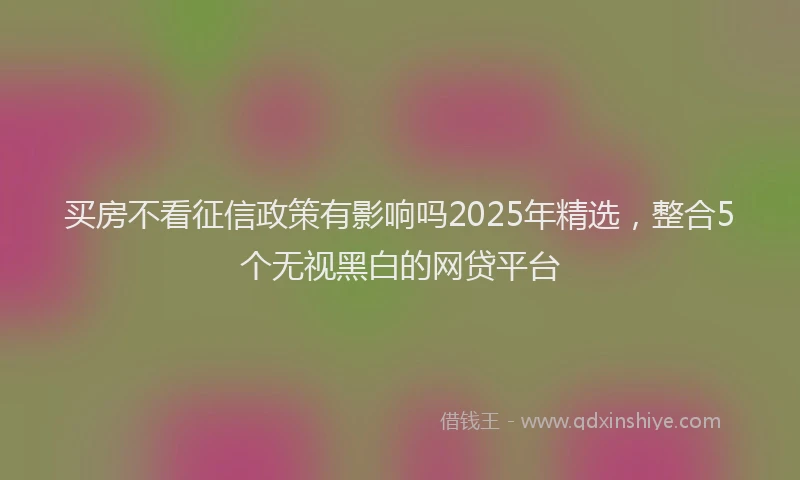 买房不看征信政策有影响吗2025年精选，整合5个无视黑白的网贷平台