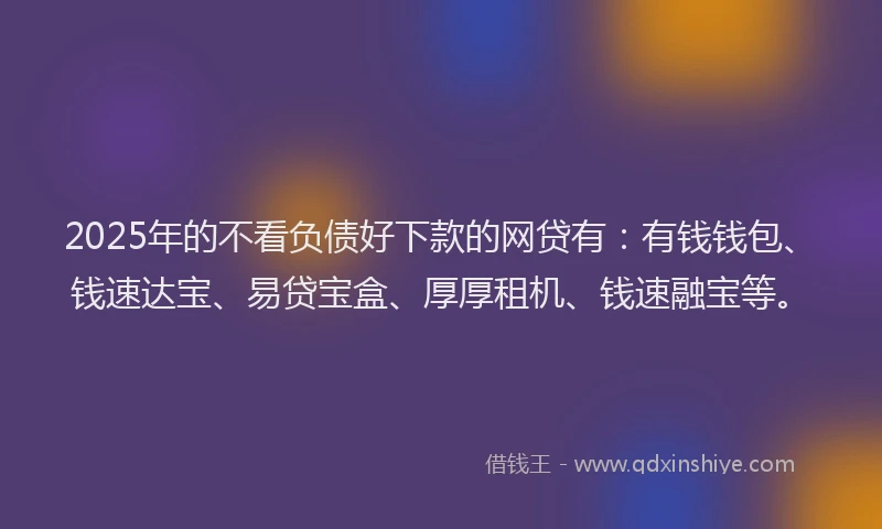 2025年的不看负债好下款的网贷有：有钱钱包、钱速达宝、易贷宝盒、厚厚租机、钱速融宝等。