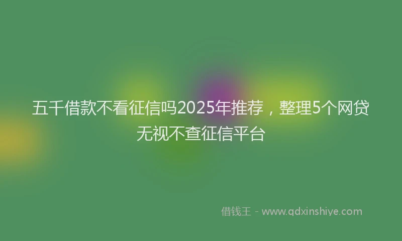 五千借款不看征信吗2025年推荐，整理5个网贷无视不查征信平台