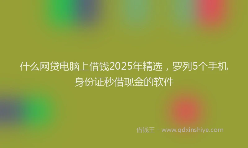 什么网贷电脑上借钱2025年精选，罗列5个手机身份证秒借现金的软件