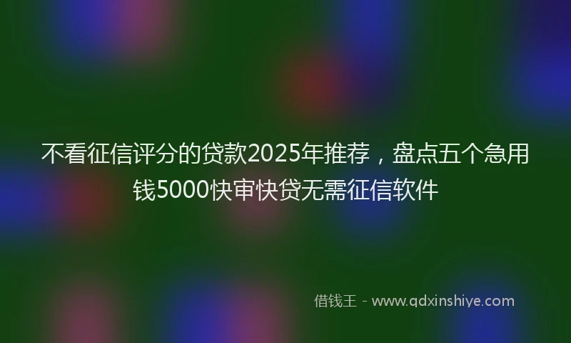 不看征信评分的贷款2025年推荐，盘点五个急用钱5000快审快贷无需征信软件