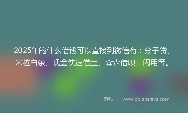 2025年的什么借钱可以直接到微信有：分子贷、米粒白条、现金侠速借宝、森森借呗、闪用等。