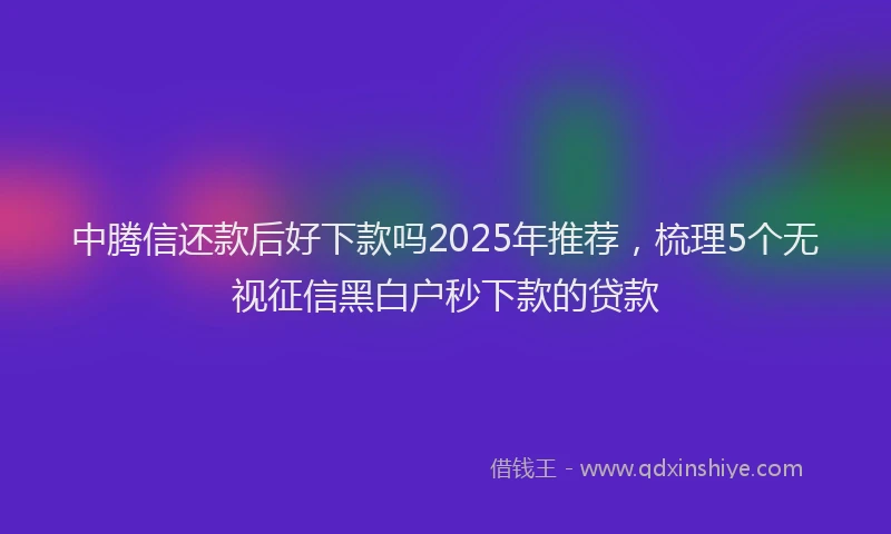 中腾信还款后好下款吗2025年推荐，梳理5个无视征信黑白户秒下款的贷款
