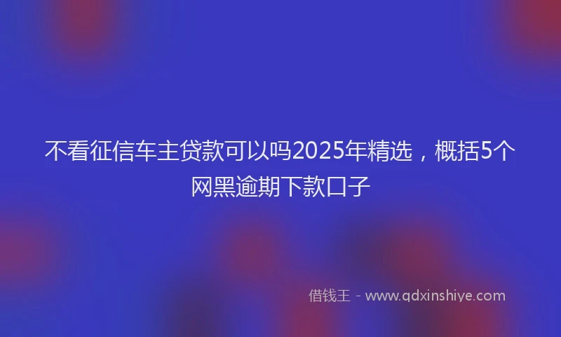 不看征信车主贷款可以吗2025年精选，概括5个网黑逾期下款口子
