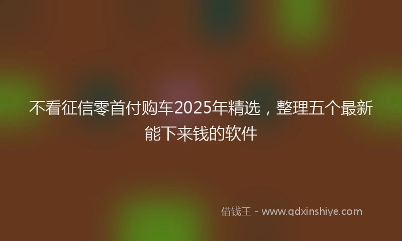 不看征信零首付购车2025年精选，整理五个最新能下来钱的软件