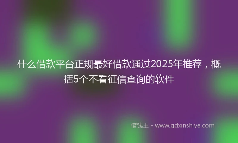 什么借款平台正规最好借款通过2025年推荐，概括5个不看征信查询的软件
