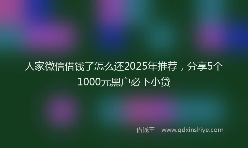 人家微信借钱了怎么还2025年推荐，分享5个1000元黑户必下小贷